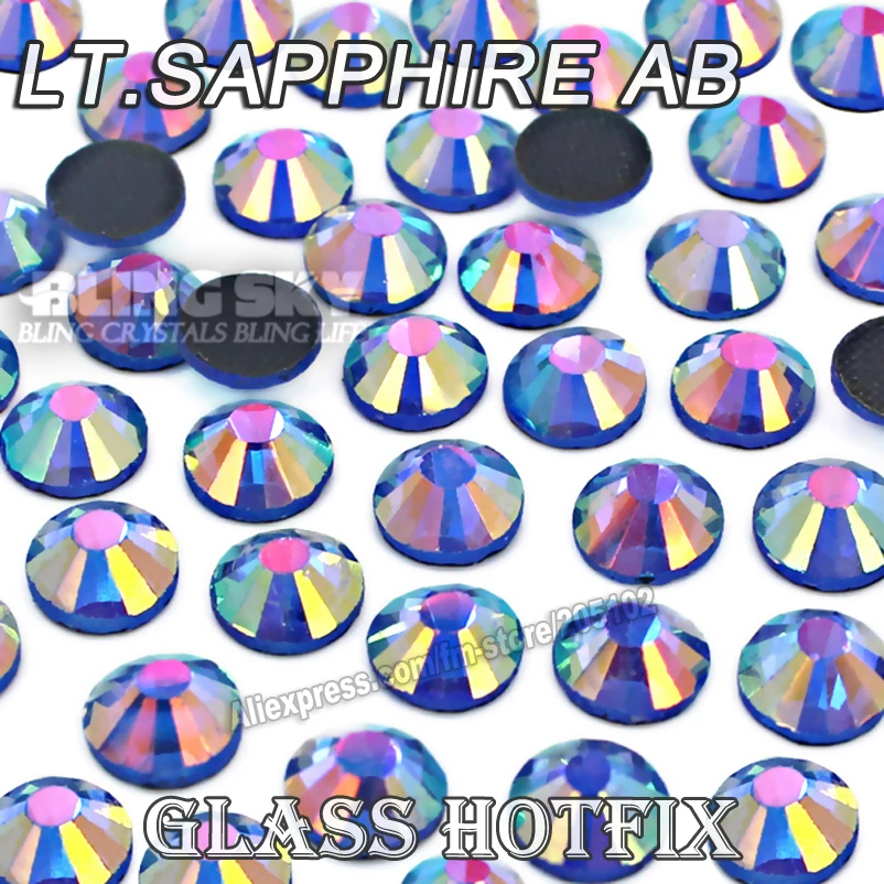 

Lt.Sapphire AB BIG PACKAGE Hot Fix Rhinestones SS6 SS10 SS16 SS20 SS30DMC FlatBack Crystal Glitters stone strass for DIY garment