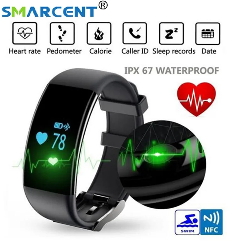 

SMARCENT D21 Smat Band Heart Rate Monitor Smart Bracelet Waterproof Fitness Tracker Watch Clock Smartband for IOS Android Phone