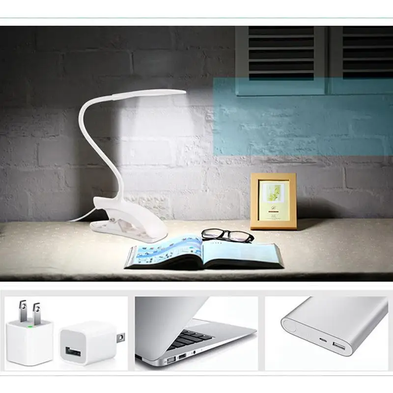 Litake креативный 14 светодиодный ночник с зажимом настольная лампа для чтения USB сменный гибкий светодиодный светильник для глаз для детей