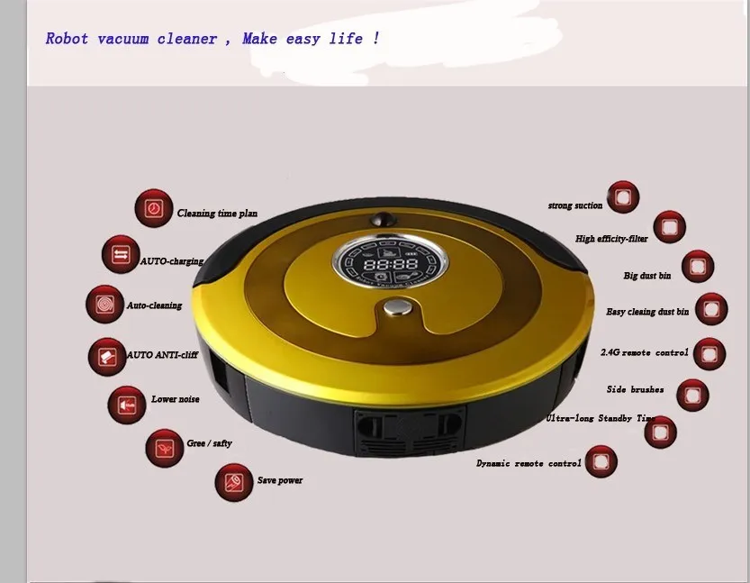 Cheap big discount !  Brand robot vacuum cleaner ,robotic  ,blueteeth remote control ,Li-battery , long working time ,strong suction 8