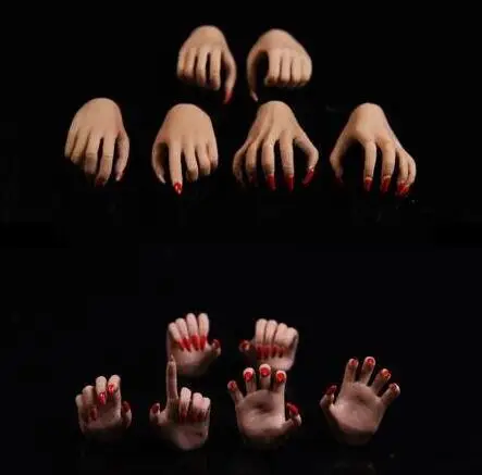 1/6 масштаб женские фигурки аксессуар PHICEN/TBleague рука модель сутан/бледной кожей модель 3 пар/компл. модель для детей возрастом от 12 ''женского тела - Цвет: suntan with red nail