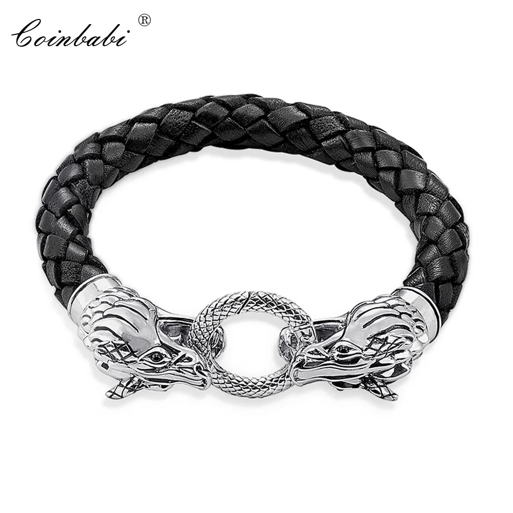 

Thomas Leather Bracelet with Dragon Crap, Rebel 925 Sterling Silver Ts Style Jewelry 2017 Brand New Fashion Heart Gift for Men