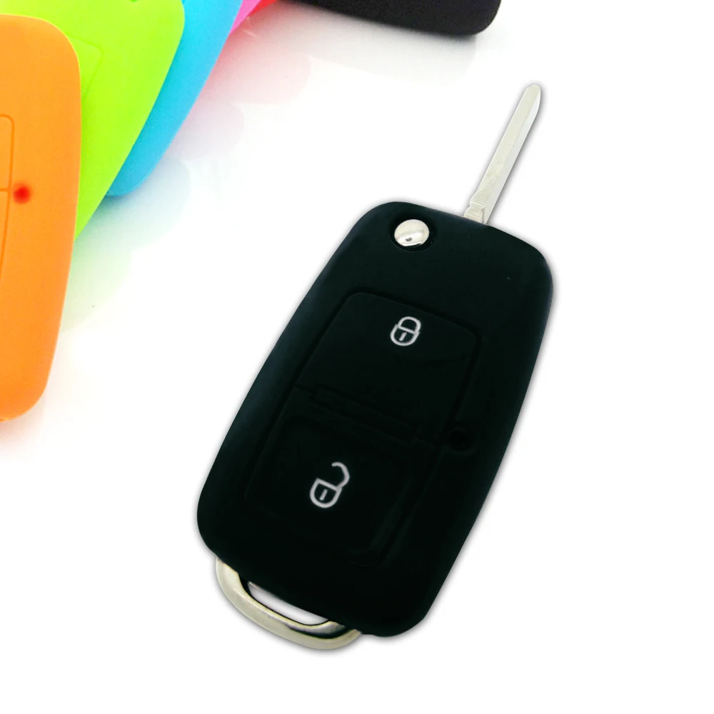 Для Volkswagen VW для Golf, jetta, Polo Passat Touran силиконовый дистанционный корпус выкидного ключа крышка защита кожи плавающий ключ для 2 кнопки стайлинга автомобилей - Название цвета: Черный