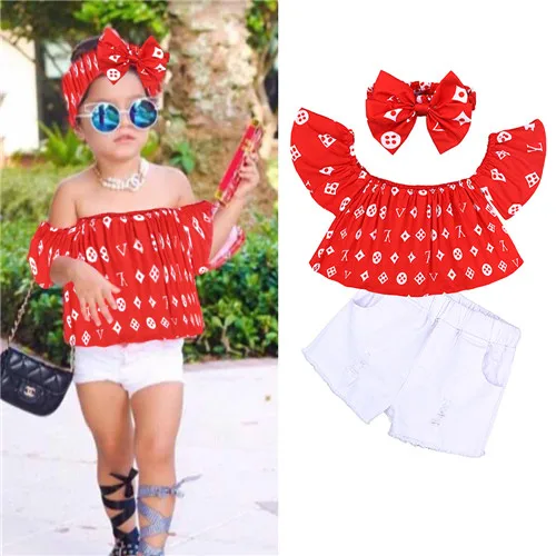 Children Sets for Girls Fashion 2022 New Style Girls Suits for Children Girls T-shirt  + Pants + Headband 3pcs. Suit Cute Girls children's clothing sets expensive Clothing Sets