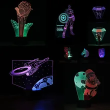 Новинка Сенсорная лампа 3D смешанный цвет luminaria Звездные войны фигурка Американский капитан Роза разноцветный детский ночной Светильник Рождественский подарок