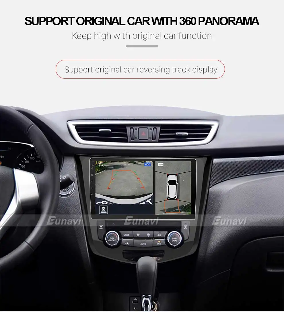 Top Eunavi 10.2" Android 8.1 Car GPS Radio Player for Nissan X-Trail Qashqail 2014-2017 with Quad Core 2GB+32GB Stereo Multimedia 13