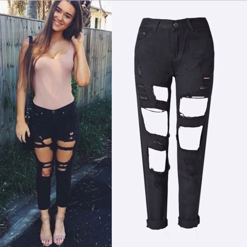 2017, quick sell through, ebay, hot, burst, Russian women, holes, cowboy, loose, straight nine pants, selling, supply (30)