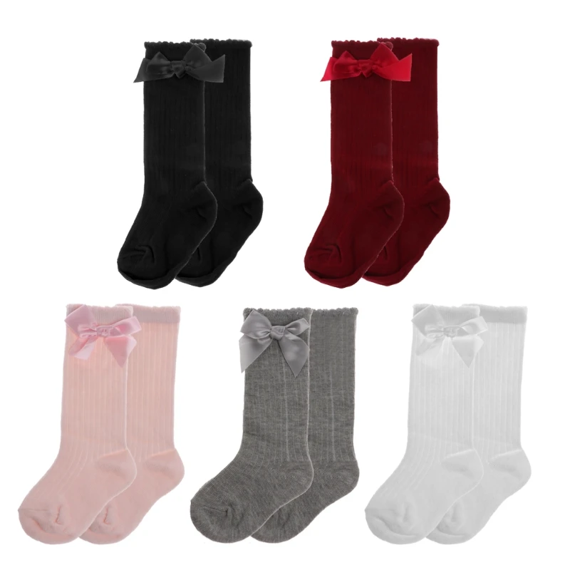 

1 Pair Baby Girl Knee High Bows Princess Socks Kid Bebe Long Tube Booties Vertical Sock New Butterfly knot socks Kids Socks