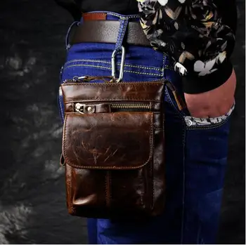 

Retro oil wax Genuine leather Universal Outdoor Waist Phone Bag Pouch Case for Samsung Galaxy Note 8 Doogee BL7000 Gigaset GS170