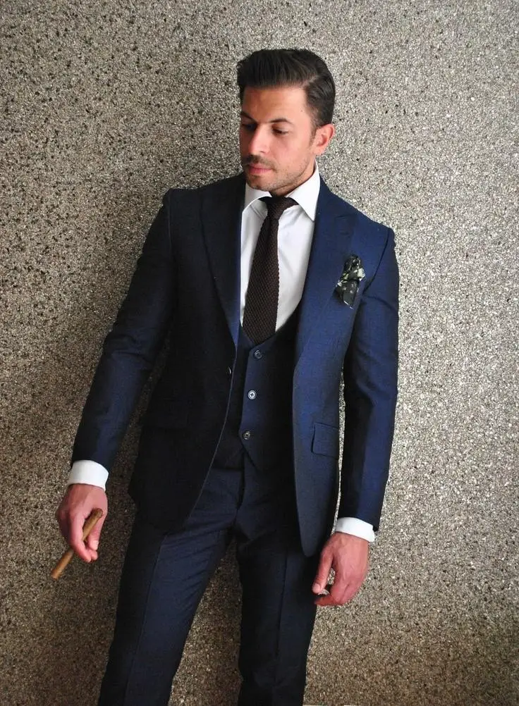 Latest Coat Pant Designs Navy Blue Men Suit Formal Slim Fit Blazer Skinny Custom Prom Simple Tuxedo 3 Piece Terno Masculino 34