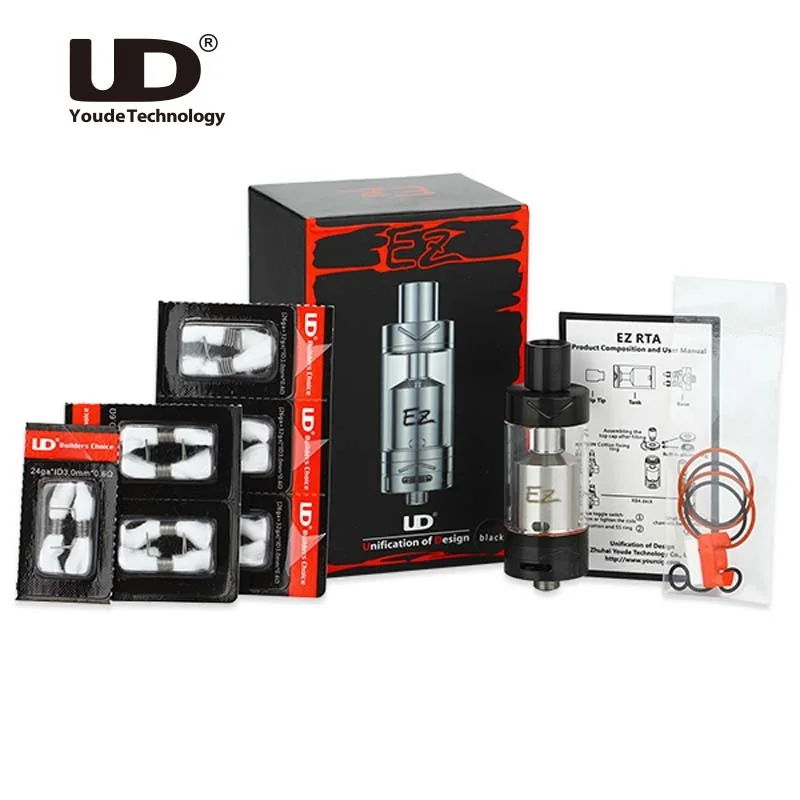 

Original UD EZ RTA Atomizer 4ml Capacity Support Single Coil/ Dual Coil 22mm Double U Air Intakes RTA Tank vs Manta RTA/Zeus