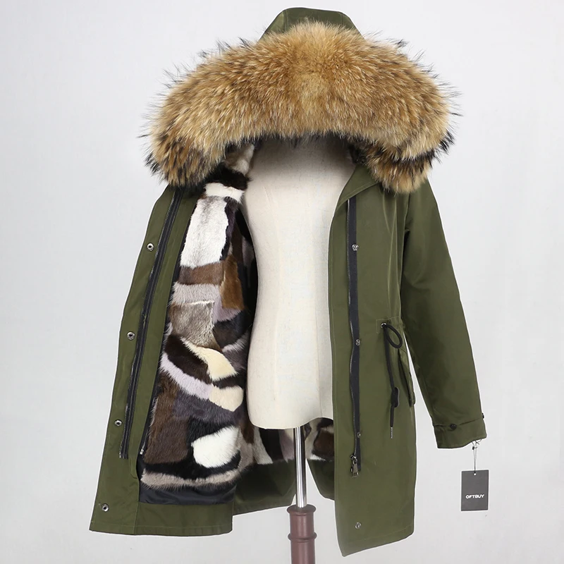 OFTBUY, пальто из натурального меха норки, водонепроницаемая длинная парка, зимняя куртка для женщин, натуральный мех енота, капюшон, съемная верхняя одежда, Толстая теплая