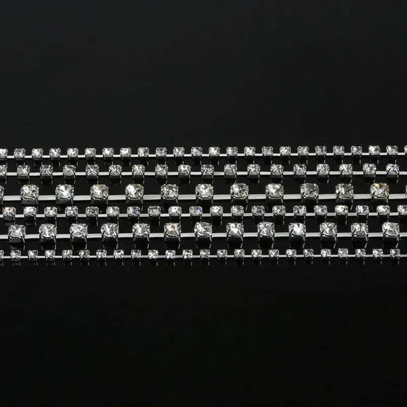 10 Yards SS6-18 Rhinestone Chains Copper Claw Transparent/White AB Glass Rhinestone DIY Jewelry Craft Apparel Sew On Accessoires