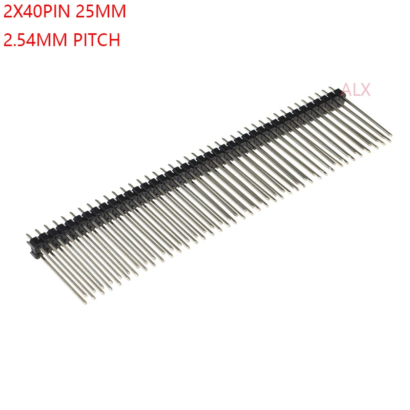 

5PCS 2X40 PIN Double row MALE 2.54MM PITCH 25MM LONG PIN Header connector Strip 2X40PIN 2*40 40p 40PIN FOR PCB BOARD ARDUINO