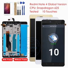Протестированный для Xiaomi Redmi Note 4, глобальная версия, ЖК-дисплей, дигитайзер, сенсорный экран, рамка в сборе для Redmi Note 4