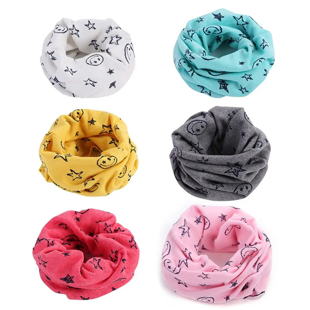 

Warm In Autumn And Winter Soft Cotton Smile Face Stars Pattern Neck Sets Warmer Scarf For Baby Boys Girls