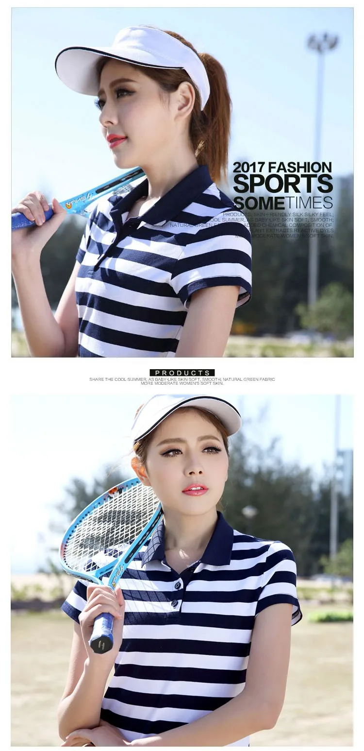 Women Summer Short T Shirts Sports Polo Shirt For Female Colourful Stripe Summer Shirt Women 2019 New Ms Polo  JW340 (28)