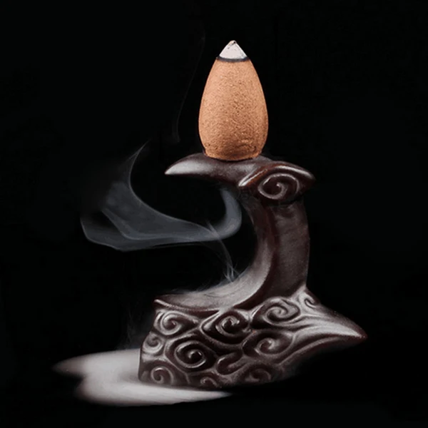 Мини керамическая курильница с обратным потоком Будда Маленький Будда держатель горелки буддийский конус из сандалового дерева Parfum Bruleur Ceramique - Цвет: A2