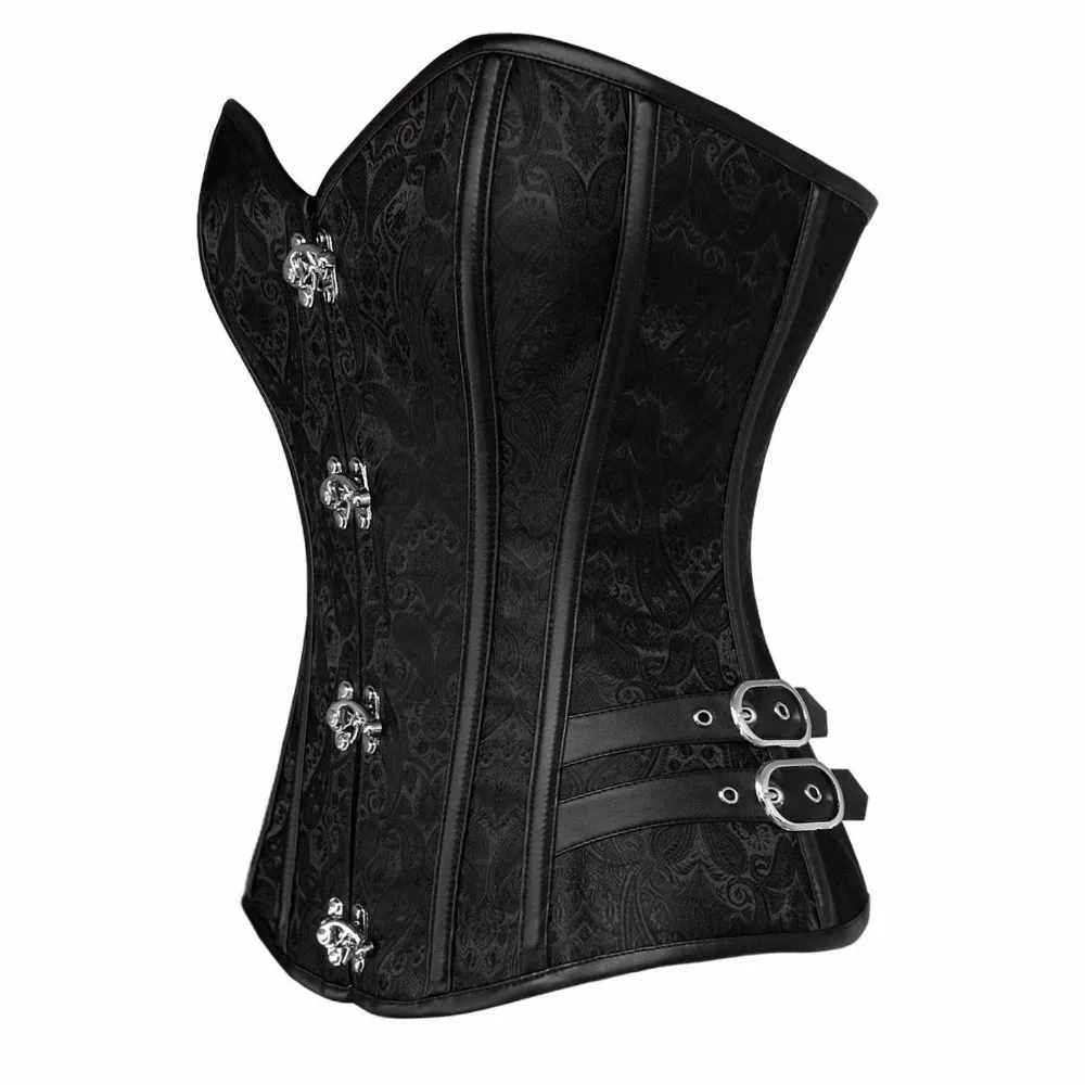 Gothic Steampunk Corset Jacquard Spiral Steel Boned Lingerie Overbust Lingerie Waist Bustier Corset Women Plus Size S-6XL Corset (5)