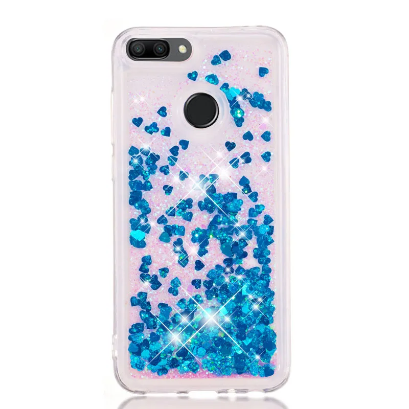 For Huawei Honor 9 Lite Cute Cover Honor9 Lite Soft Case LLD-L31 LLD-L22A Glitter Dynamic Liquid Quicksand Back Covers LLD L31 