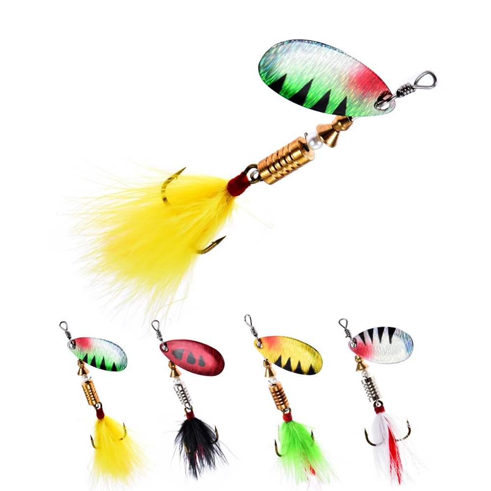 بيكي سبينر الصيد السحر Wobblers CrankBaits الرقصة Shads ل يطير الصيد أشرق الترتر المرقط ملعقة الطعوم مع الريشة هوك Pesca