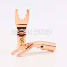 Free shipping 4pcs Pure Copper Speaker Cable Wire Y fork AMP Terminal spade for speaker cable