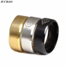 Anillo clásico JUCHAO de acero inoxidable, película negra que rodea el anillo de Naruto 2020