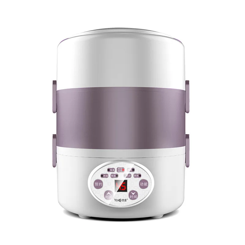 

Heat The Lunch Box Three Layers Automatic Insulation Plug In Heating Electric Lunch Box Rice Cooker Stainless Steel Liner 2L