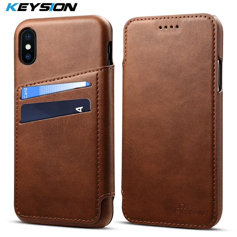 Keysion флип чехол для телефона iPhone X 8 7 6 Plus Роскошный кожаный кошелек с отделениями
