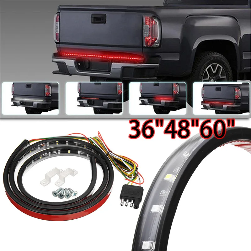 

1Set Car LED Tailgate DRL Flexible Strip Light Rear LED Brake Turn Signal Lamp bar /w Connector Adapter for Truck ATV Universal