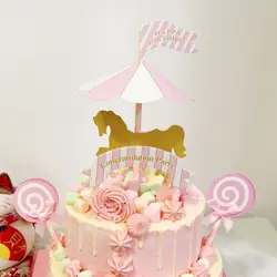 AVEBIEN 5 шт. карусель "с днем рождения" торт Топпер десерт украшения для именинного пирога Топпер печенье торт вставки Декор