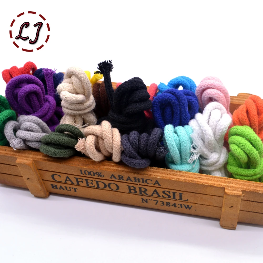 Handmade Woven Cotton Cords Rope 5mm colorful high strength for garment sewing Accessories Craft Projects home DIY, cotton rope