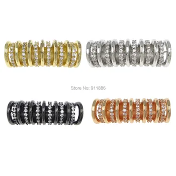 

Silver Color micro pave zircon crystal Wave Curve Tube Spacer Beads Jewelry Making Charms Findings Component 8*9*30mm