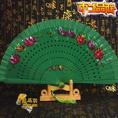 Новые продукты Cheongsam красный Craft Ladies'Folding Fan окрашенный деревянный полый двухсторонний вентилятор страстный испанский танец - Цвет: 30