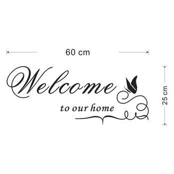 Creative Refrigerator Welcome To Our Home Sticker Butterfly Pattern Wall Stickers Home Decoration Kitchen Wall Art Mural