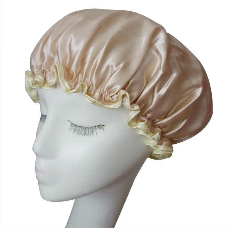 Купальный двухслойный водонепроницаемый прочный PEVA покрытие для волос Душ атласные шапки шапочка для душа 1 шт Женские аксессуары