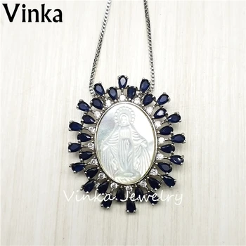 

New Top Quality Oval Black Lace Irregular Shape Silver Color Natural Madonna Mother of Pearl Shell necklace
