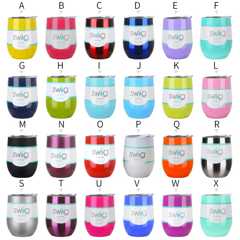 

Free Shipping New Arrival 50pcs/lot 9 OZ Wine Tumbler Egg Shaped Swig Thermos Mug for cool water beer with tritan lid