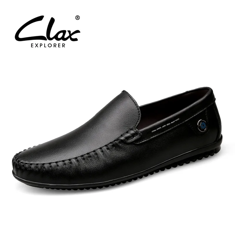 

CLAX Men Boat Shoes Genuine Leather 2018 Spring Summer Casual Loafers Man Leather Shoe Slip ons Leisure Moccasin Breathable Flat