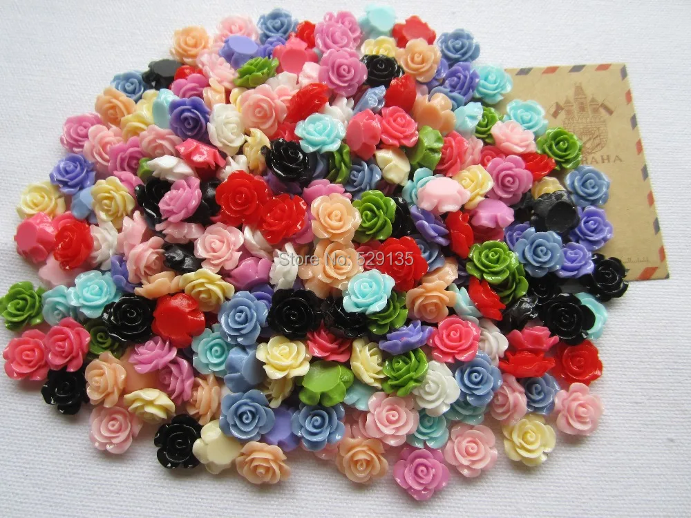 

mix 15mm Flower, 100pcs, Resin Flat back Cabochons for Hair Bow Center, Phone Decoration DIY (15mm)