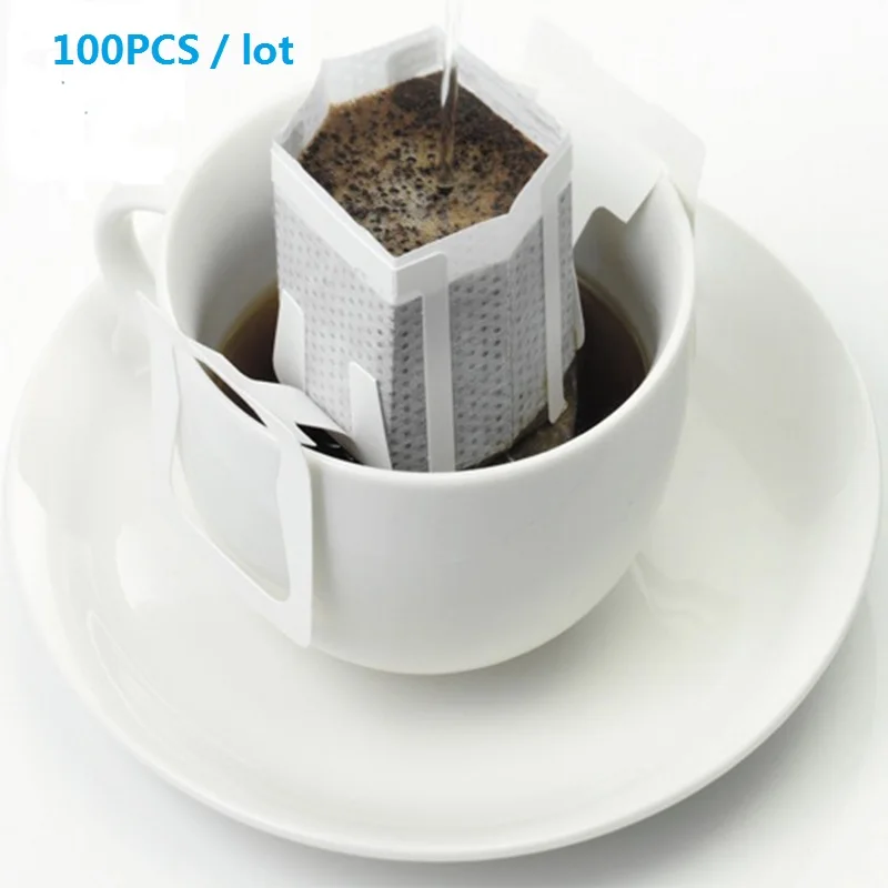 100pcs Disposable Drip Coffee Cup Filter Bags Hanging Cup Coffee