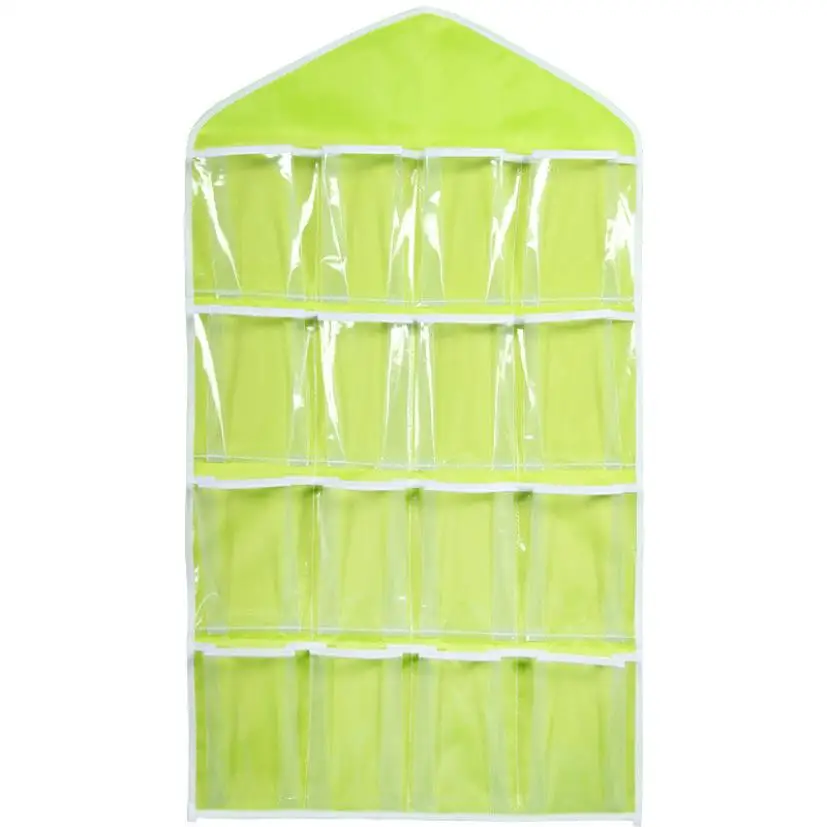 16 Pockets 78*42cm Household Clear Hanging Bag Socks Bra Underwear Rack Hanger Storage Organizer Wardrobe New#0