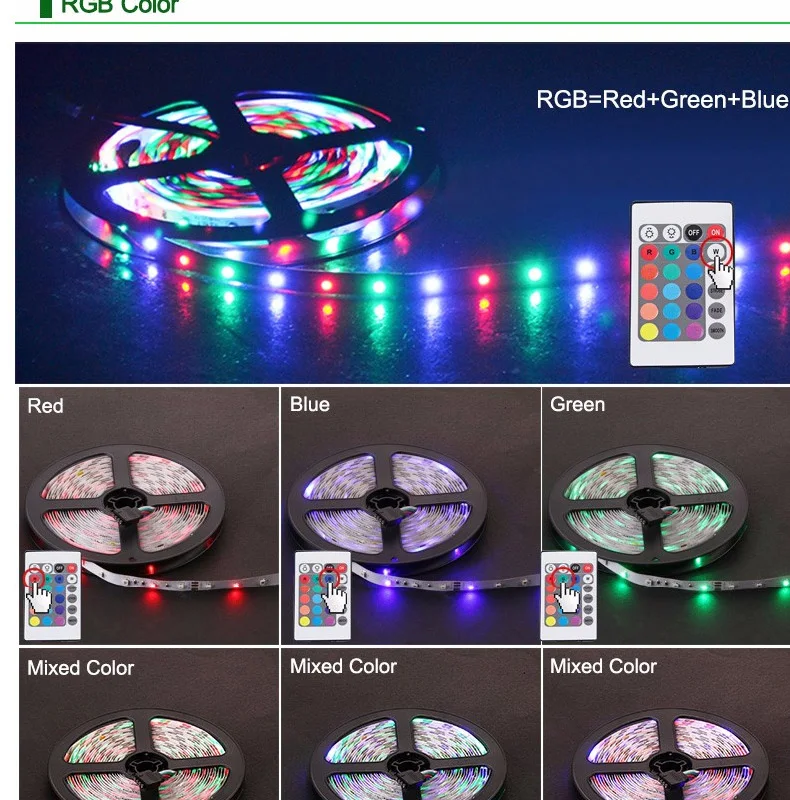 RGB Светодиодные ленты свет Водонепроницаемый Светодиодные ленты SMD 2835 5 м 300 светодио дный s гибкий неон ленты DC12V 2A диод лента Подсветка для