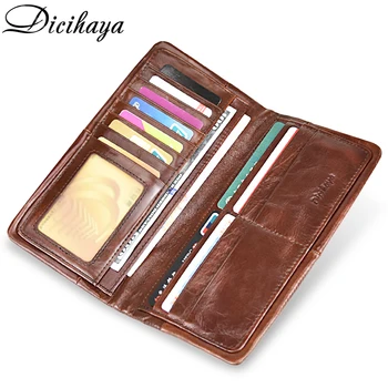 

DICIHAYA 100% Guarantee Genuine Leather Wallet Men Long Vintage Cow Leather Casual Purse Brand Design High Quality Wallets
