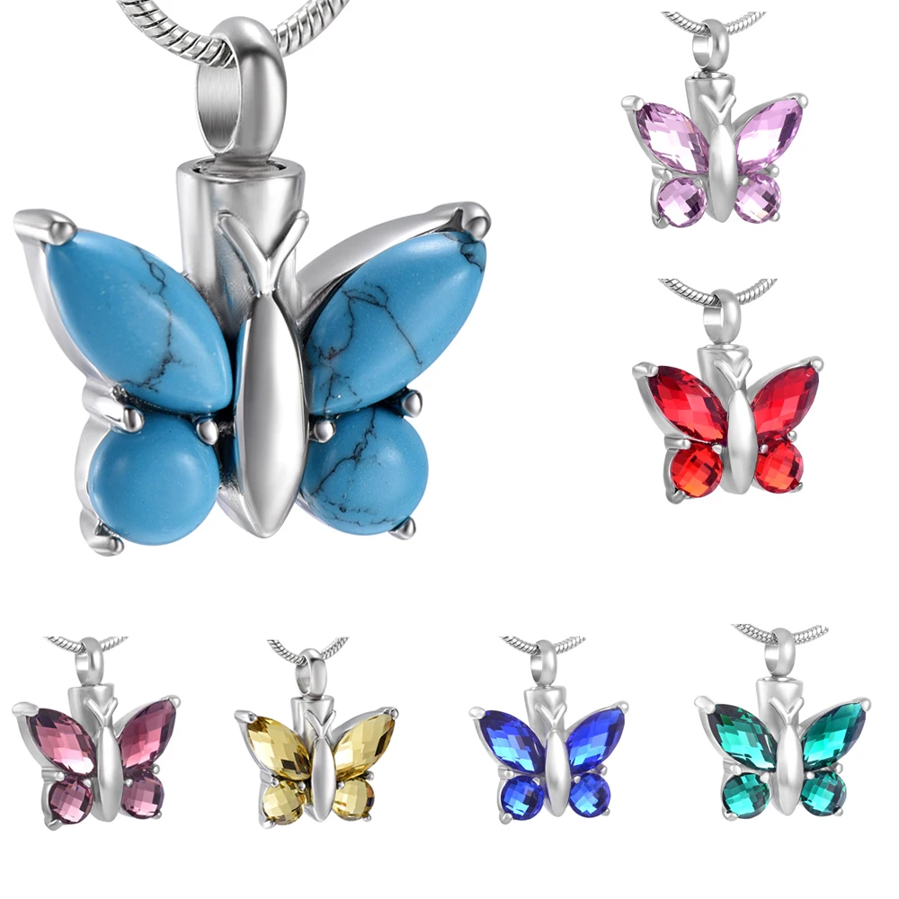 Cremation Urn Necklace Ashes Butterfly Stainless Steel Urn Butterfly