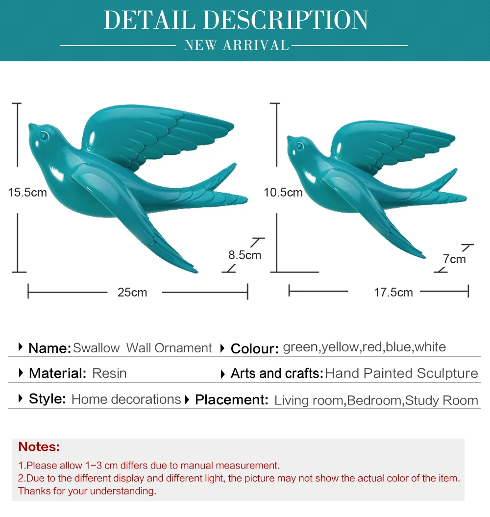 Настенные орнаменты из смолы статуи Ласточки домашние декоративные настенные наклейки ТВ черная земля гостиная садовые скульптуры настенные украшения