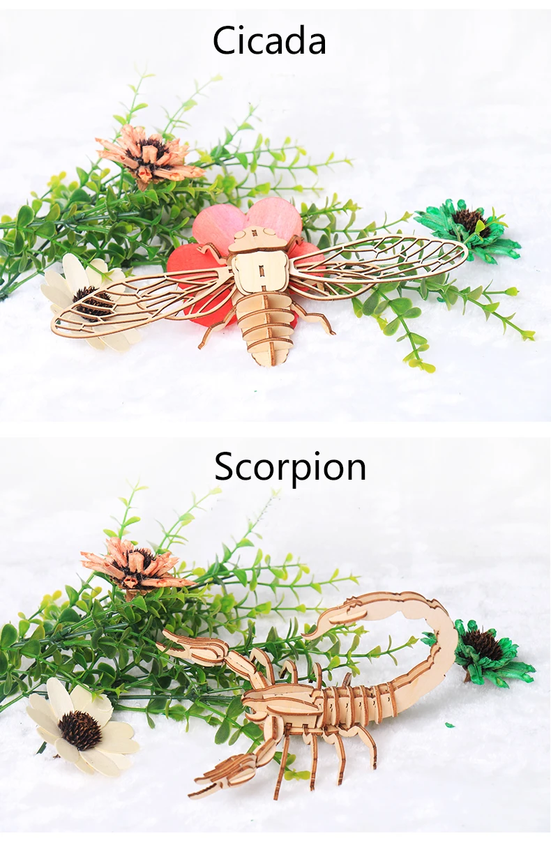 Детская игрушка Монтессори 3D головоломка DIY мозаика доска деревянная головоломка насекомое Животное ручной работы обучающая игрушка для сборки подарок для детей