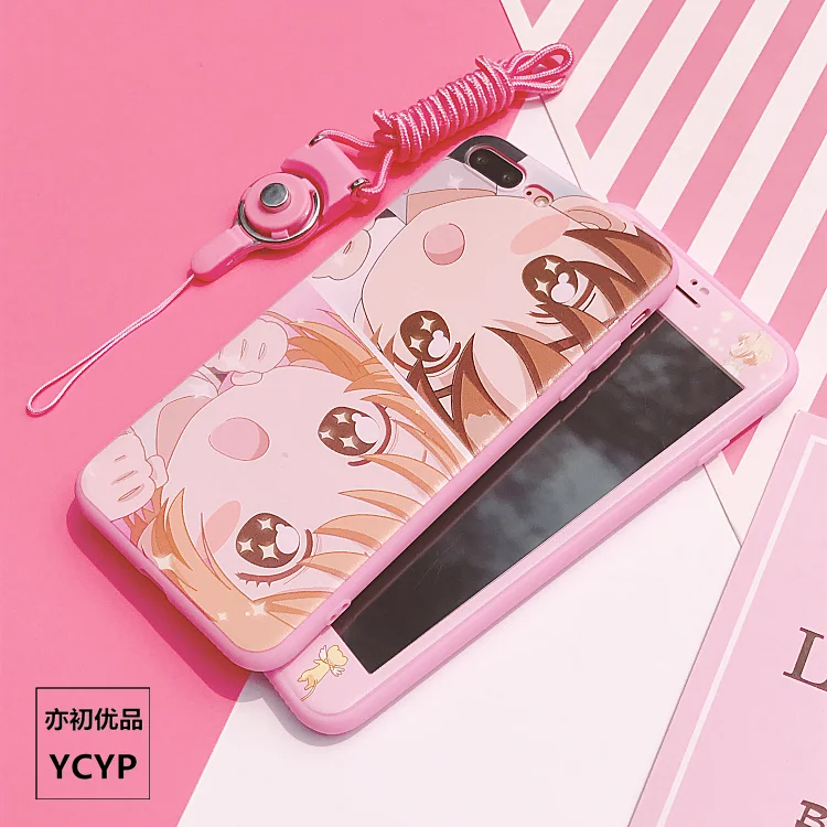 Чехол Sakura для iphone X Cardcaptor+ Защитная пленка для экрана из закаленного стекла для iphone 6 6s Plus 7 7plus 8 8plus Сейлор Мун