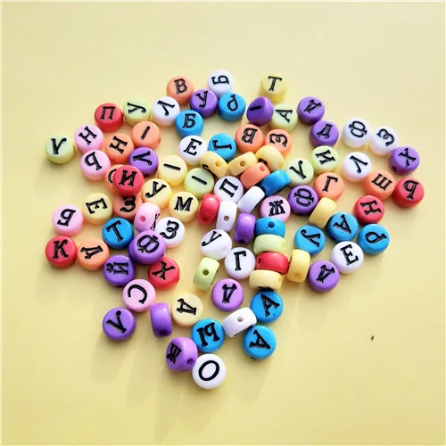 Разноцветных акриловых бусин с русскими буквами 3600 шт 4*7 мм круглые пластиковые бусины с буквами 10 мм кубические буквы - Цвет: 1 colorful 4X7mm