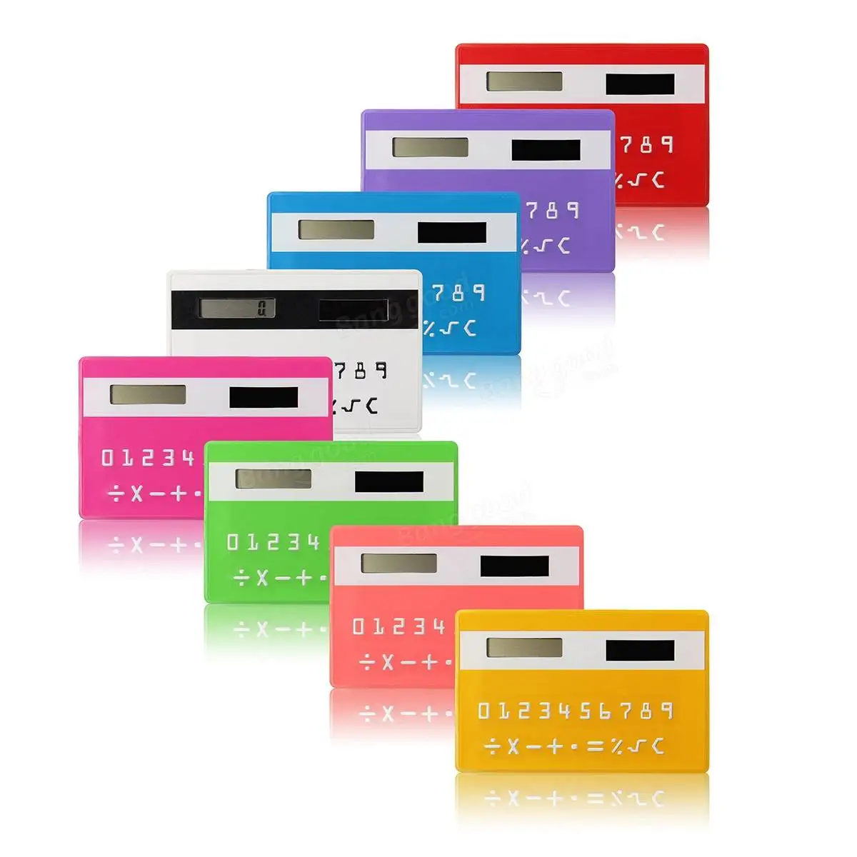 Colorful Small Slim Pocket Calculator Solar Power Stationery Card Portable Calculator Mini Handheld Ultra Thin Card Calculator
